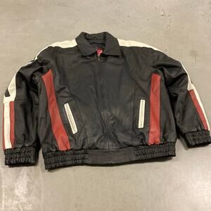 vintage 90s American flag leather jacket